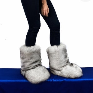 Double-sided Fox Fur Boots for Outdoor White Fur Arctic Boots - Etsy