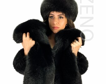 Double-Sided Fox Fur Stole 70' (180cm) + Four Tails as Wristbands And Headband Saga Furs