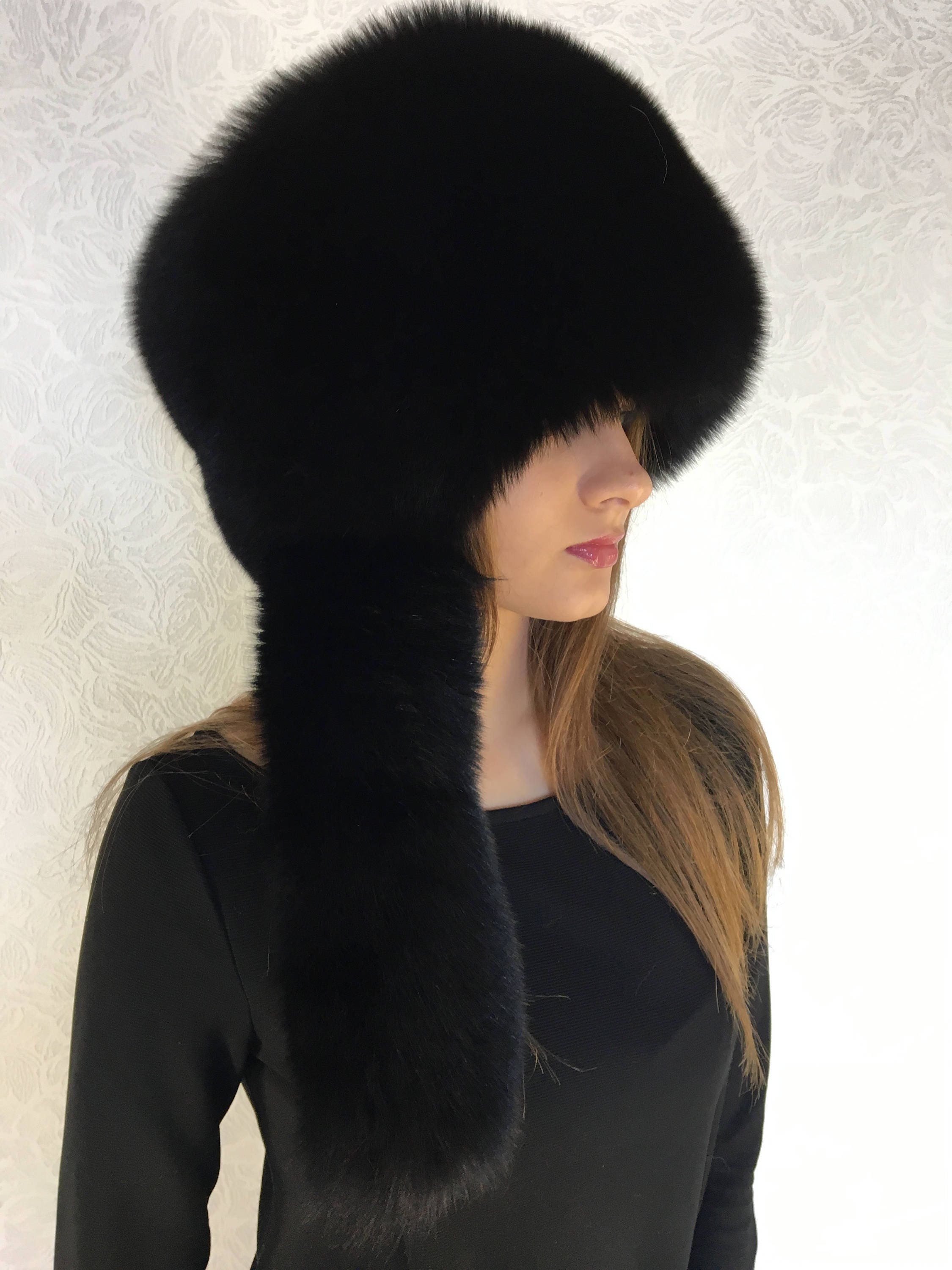 Fox Fur Collar 50' Full Fur Hat Black Fur Set Three Fur | Etsy