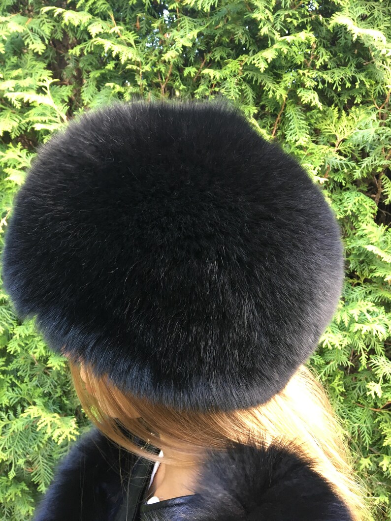 Double-Sided Black Fox Fur Stole 70' And Full Fur Hat Set Saga Furs image 7