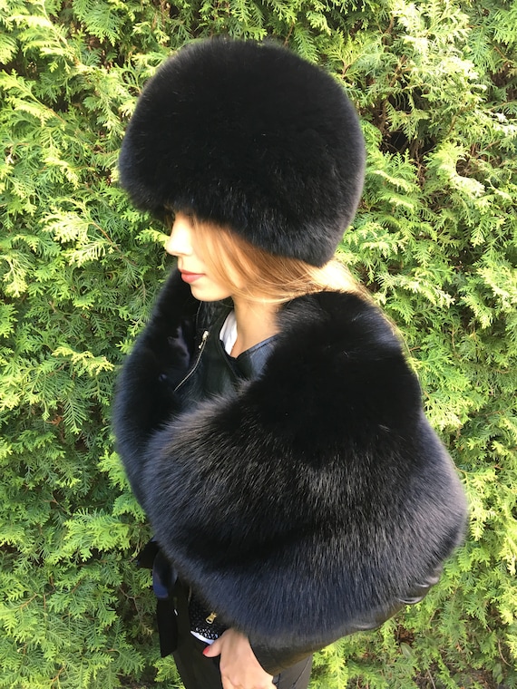 black fox fur hat