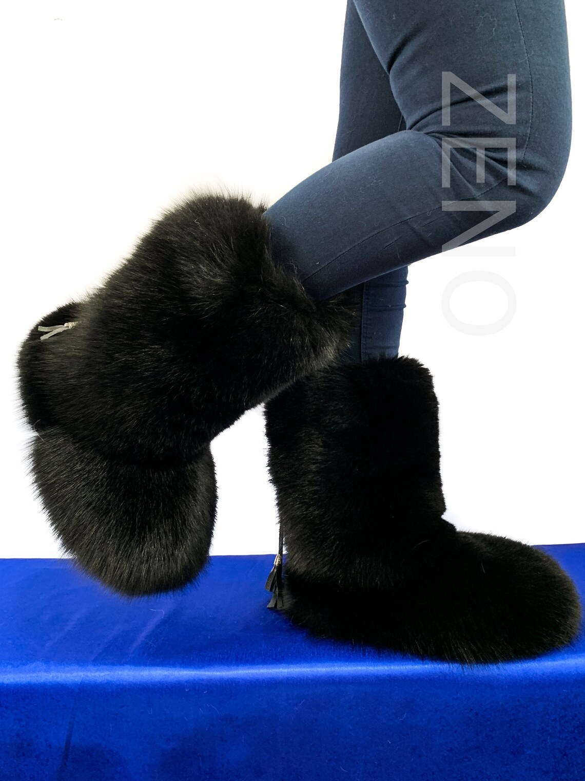 Double-sided Fox Fur Boots for Outdoor Big Foot Boots Jet - Etsy