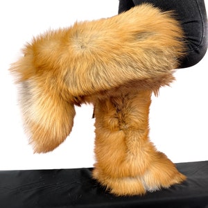 Double-Sided Gold Fox Fur Boots For Indoor & Outdoor Knee High Natural Colors Fur Inside And Outside Saga Furs Shoes image 5