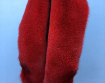 Finland Fox Fur Boa 70' (180cm) Stole Big Scarf Red Color