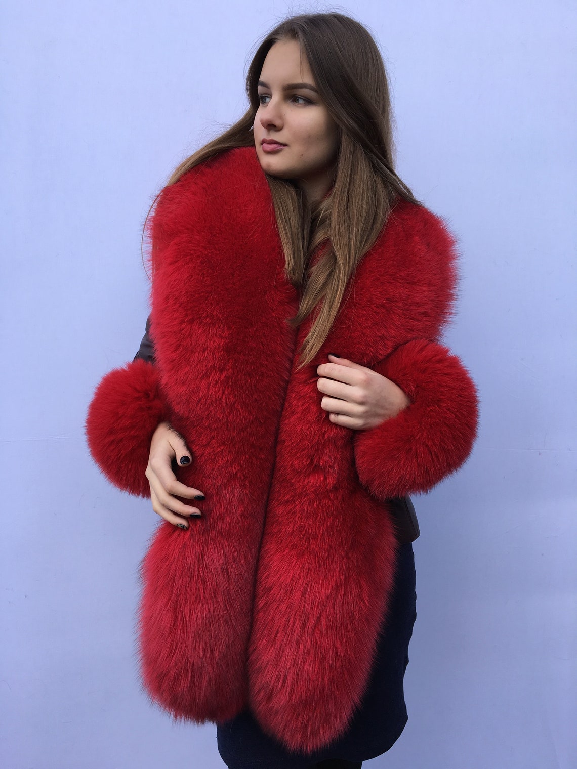 King Size Fox Fur Stole 78' 200cm Saga Furs Boa Red - Etsy