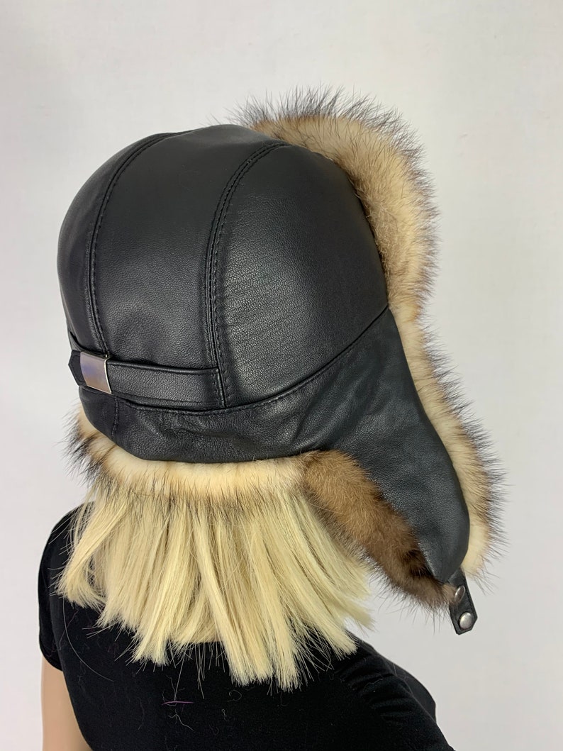 Marten Fur Hat With Leather Saga Furs Trapper Hat Fur Aviator Etsy