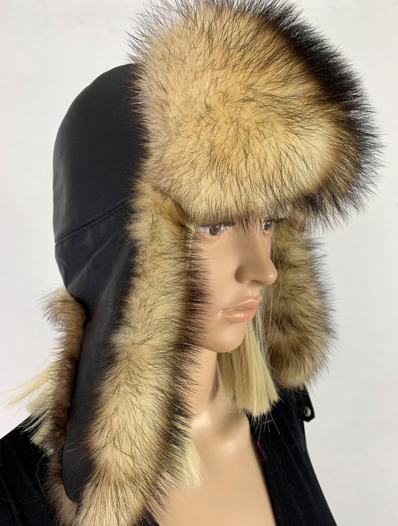 Marten Fur Hat With Leather Saga Furs Trapper Hat Fur Aviator - Etsy