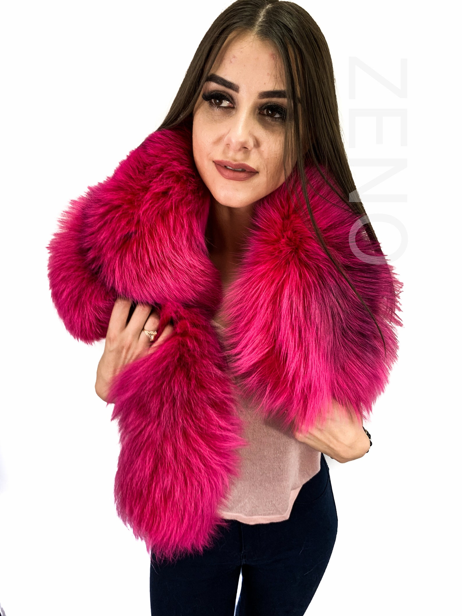Doublesided Silver Fox Fur Boa 31' 80cm Saga Furs Pink Etsy