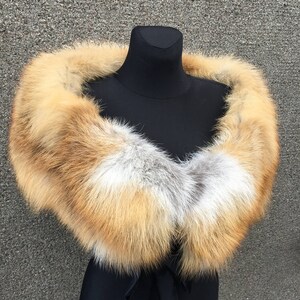 Red Fox Fur Shawl 47' 120cm Extra Wide Boa Saga Furs Royal Stole Wrap image 4