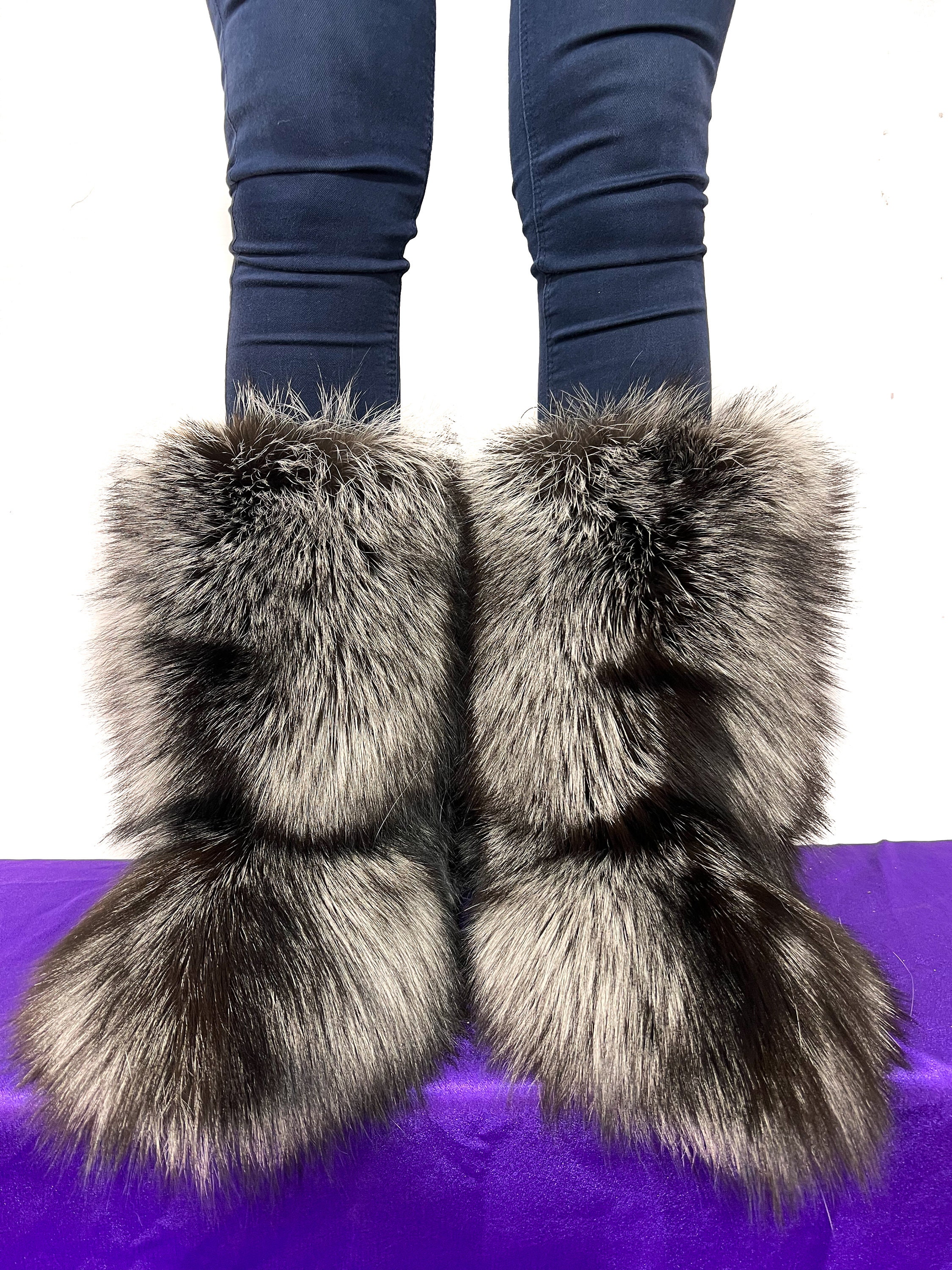 Double-sided Silver Fox Fur Boots for Indoor & Outdoor Natural Colors Fur  Shoes All Inside Lined in Fur - Etsy