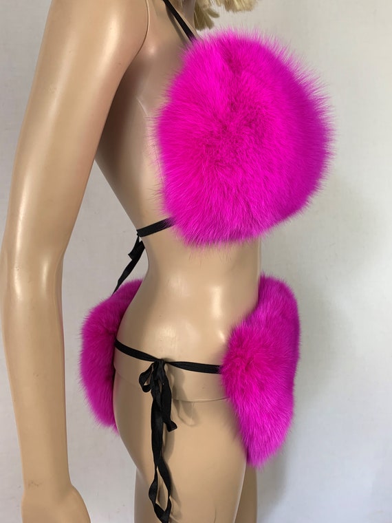Arctic Fox Fur Bikini Double Sided Fur Adjustable Strings Fits All Pink  Color Fur -  Canada