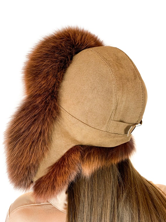 Fox Fur Hat Saga Furs Ushanka Hat Brown 