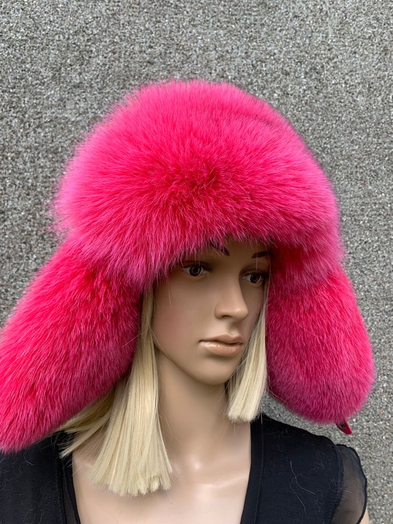 Arctic Fox Fur Full Hat Saga Furs Pink Round Hat 