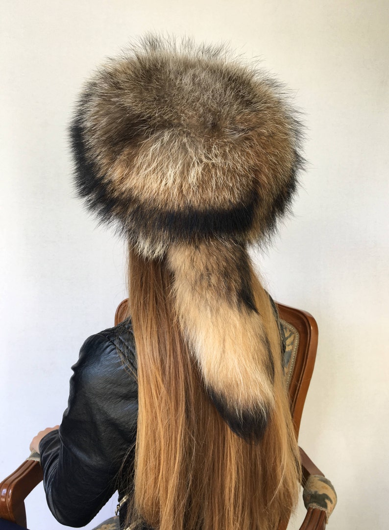 Raccoon All Fur Hat Tail Saga Furs Natural Colors Etsy