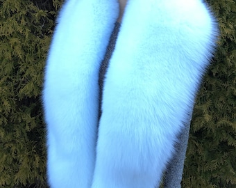 King Size Arctic Fox Fur Stole 78' (200cm) Saga Furs Boa Pure White Collar