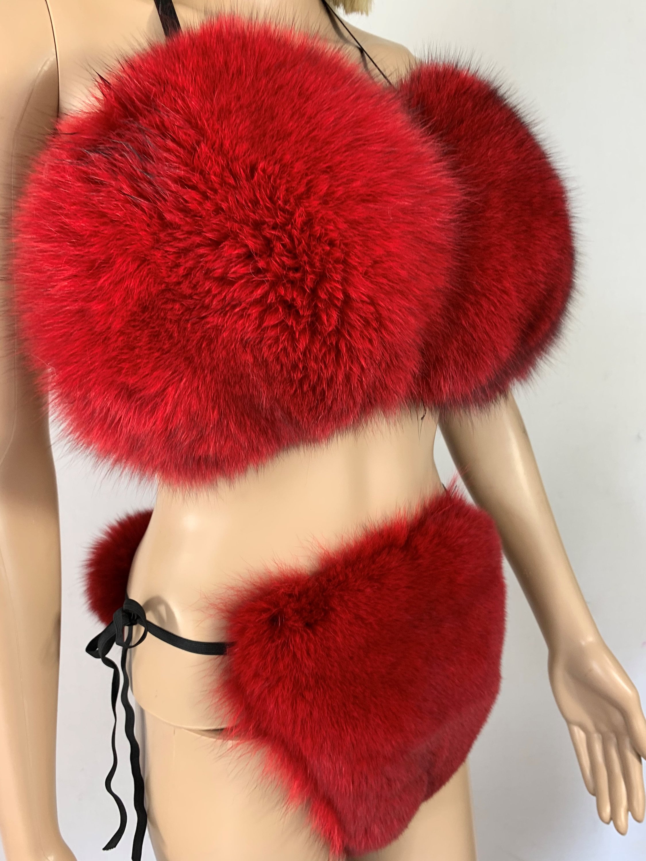 Fox Fur Bikini Double Sided Fur Two Pieces Bikini Fur Top and Etsy