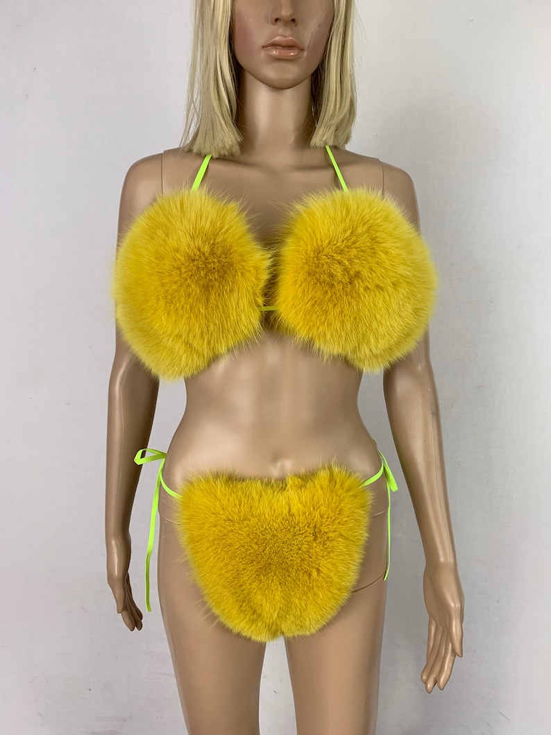 Fox Fur Bikini Double Sided Fur Two Pieces Bikini Fur Top and Etsy