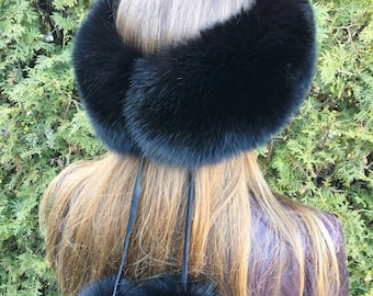 Peach 5.5 100% Fox Full Fur Multi-Function Neck Warmer and Headband Peach 5.5 100% Fox Full Fur Multi-Function Neck Warmer and Headband