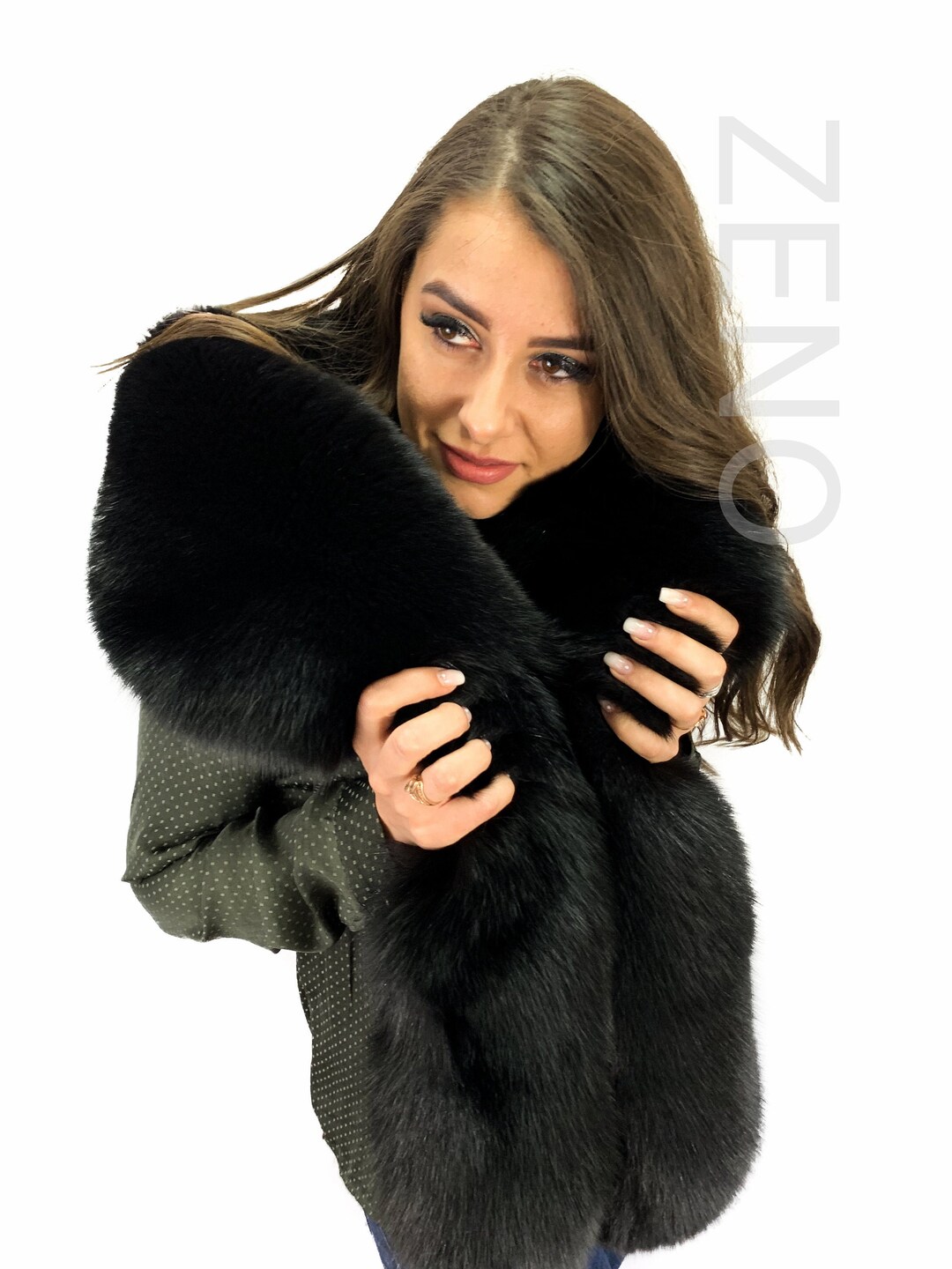 Fox Fur Boa Saga Furs Stole Beige Fur Collar Creamy Fur 70' Inch. (180cm)