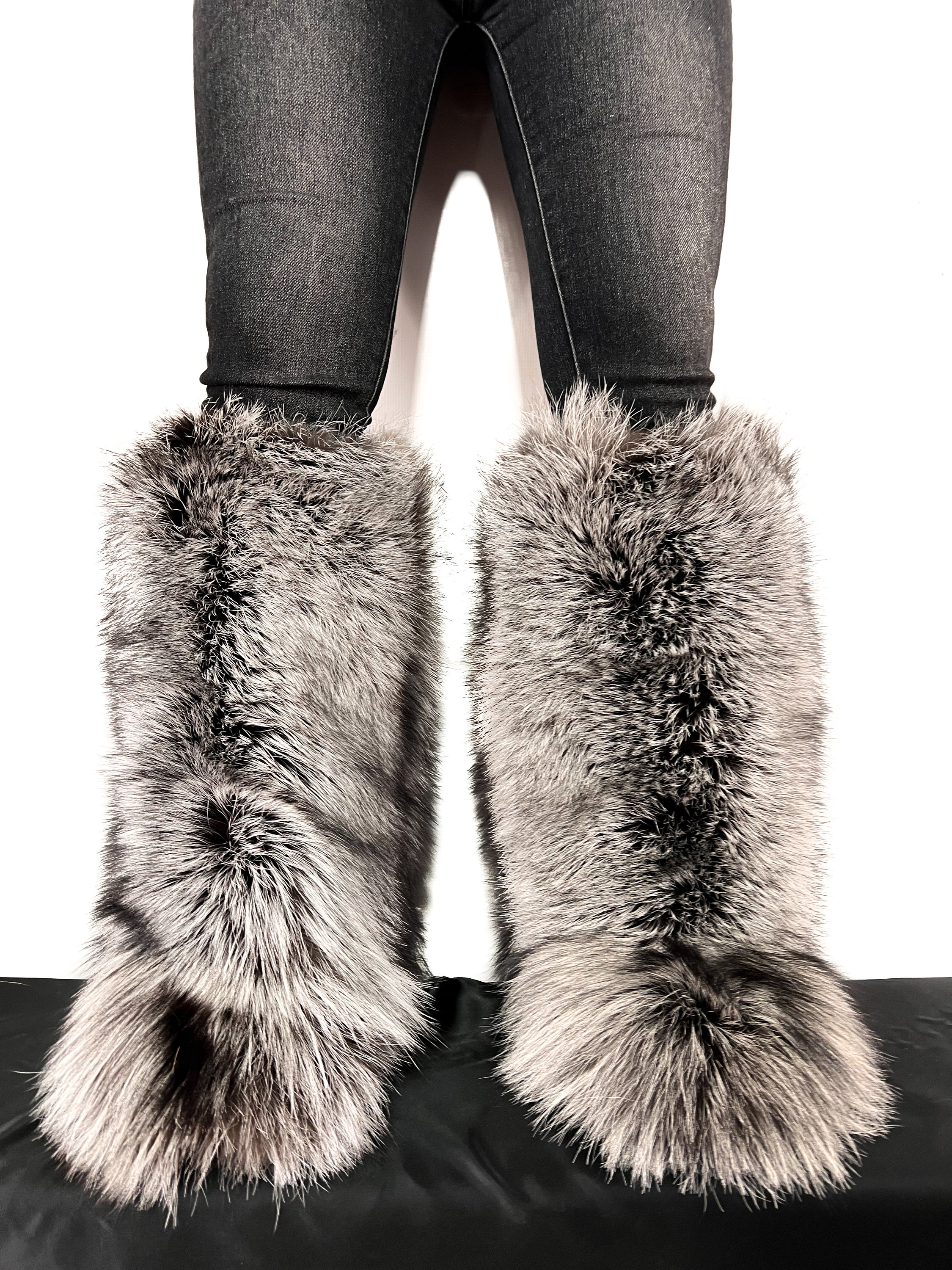 Double-sided Silver Fox Fur Boots for Outdoor Knee High Natural Colors Fur  Inside & Outside Saga Furs Shoes - Etsy