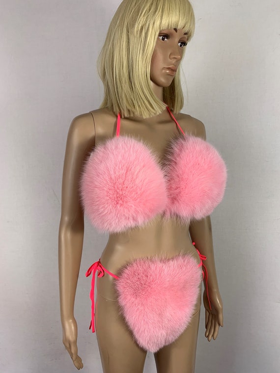 Arctic Fox Fur Bikini Double Sided Fur Adjustable Strings Fits All Pink  Color Fur -  Canada