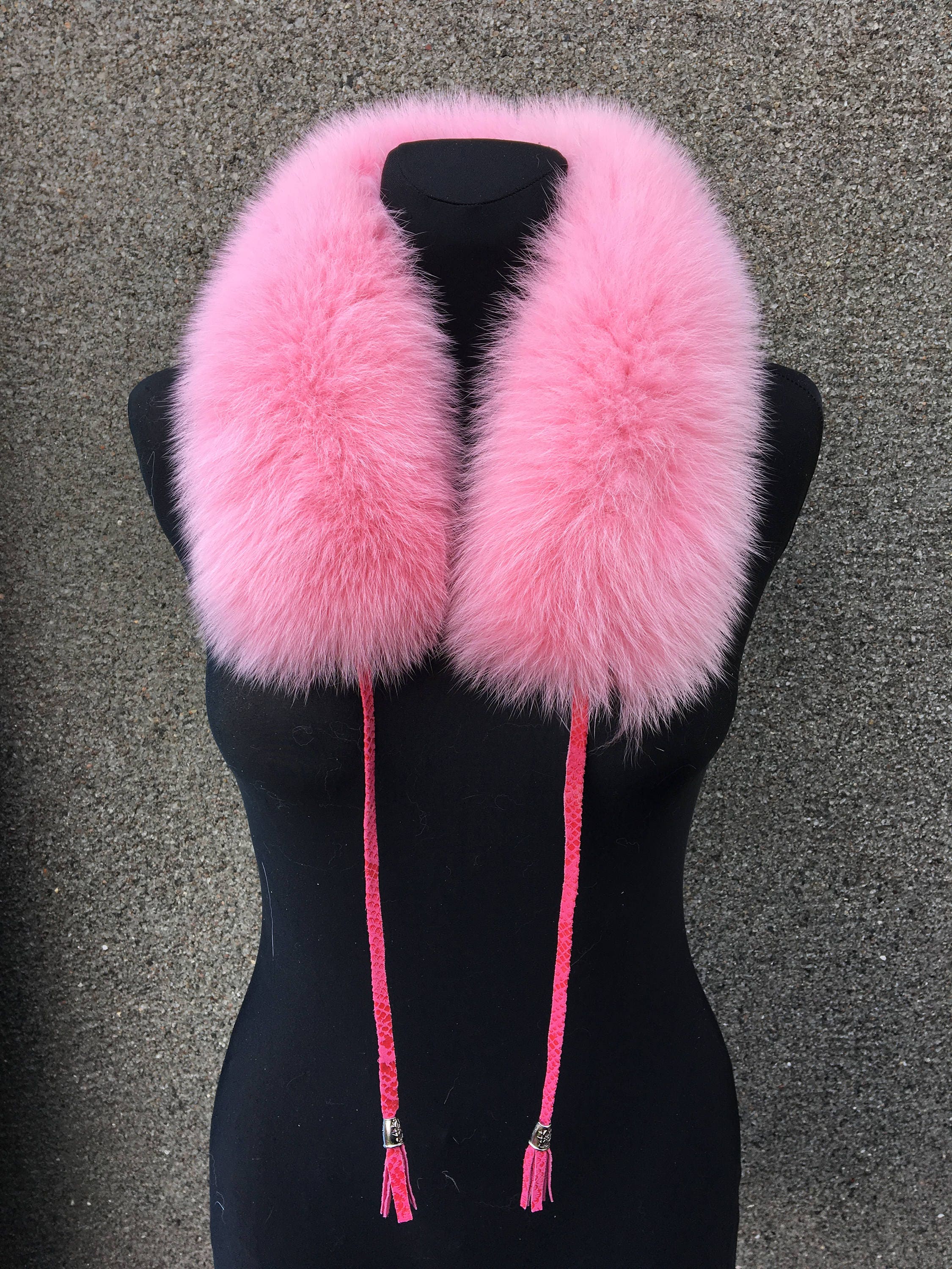 Pink Fox Fur Scarf 