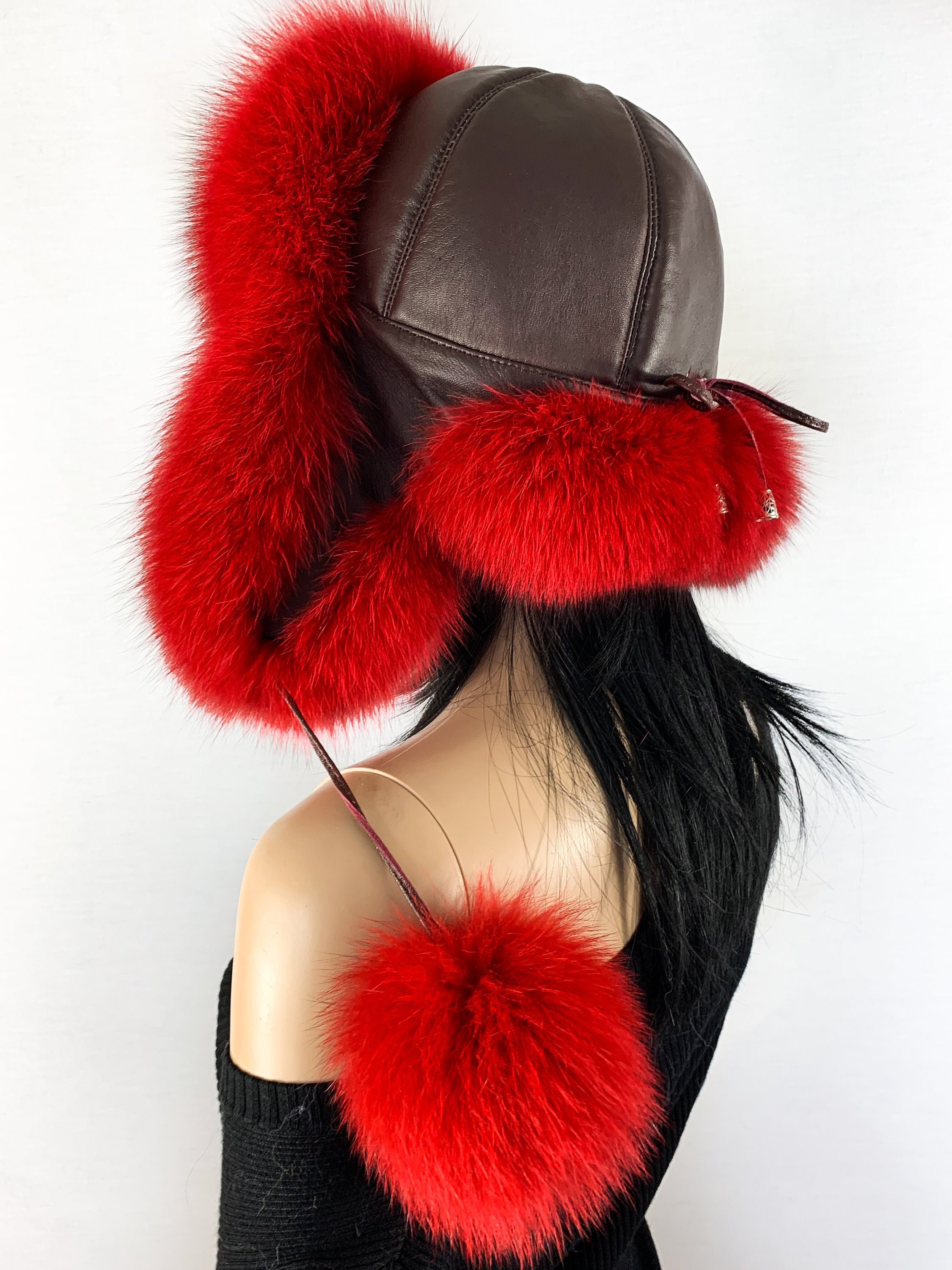 russian style hat red russian style hat red