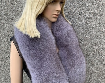 Fox Fur Collar 47' (120cm) Saga Furs Stole Big Fur Scarf Natural Fur