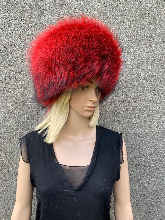 Saga Furs Regular Women's Size Full Fox Hat Dyed Silver Fox Fur All Fur Hat 
