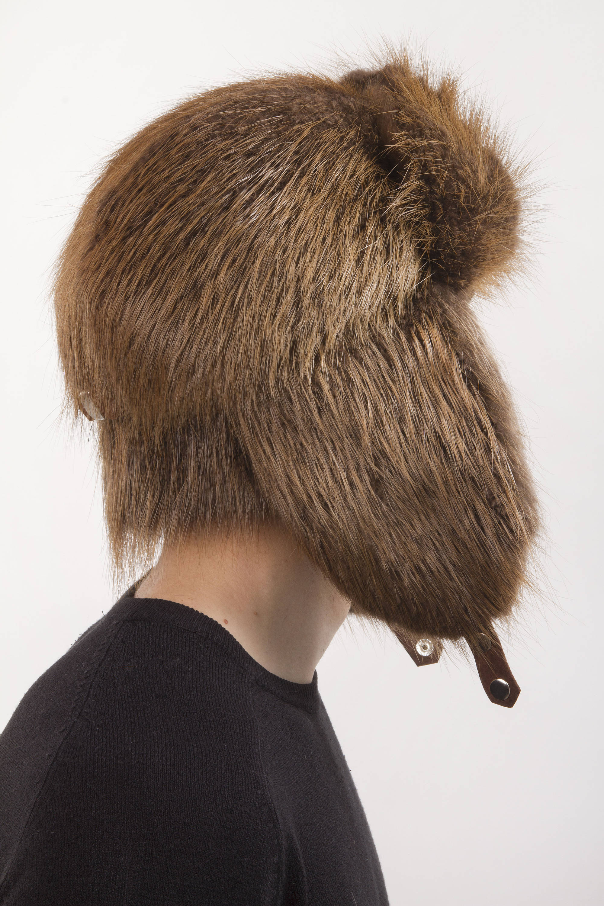 Men's Full Covered Real Fox Fur Hat Russian Ushanka Hat Trapper Warm  Peaked Cap