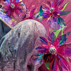 The Glittermee Discobiscus Flower Crown! Crystals, holograhics, mirror balls and iridescents in the light weight halo headpiece