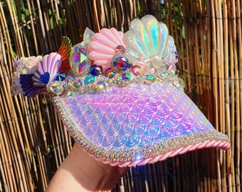 The Holographic Haze, Crystal Encrusted Unicorn Visor - Etsy display picture 3