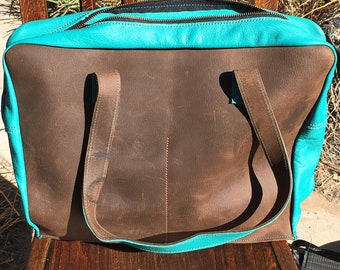 Tote Bag: Turquoise and Brown
