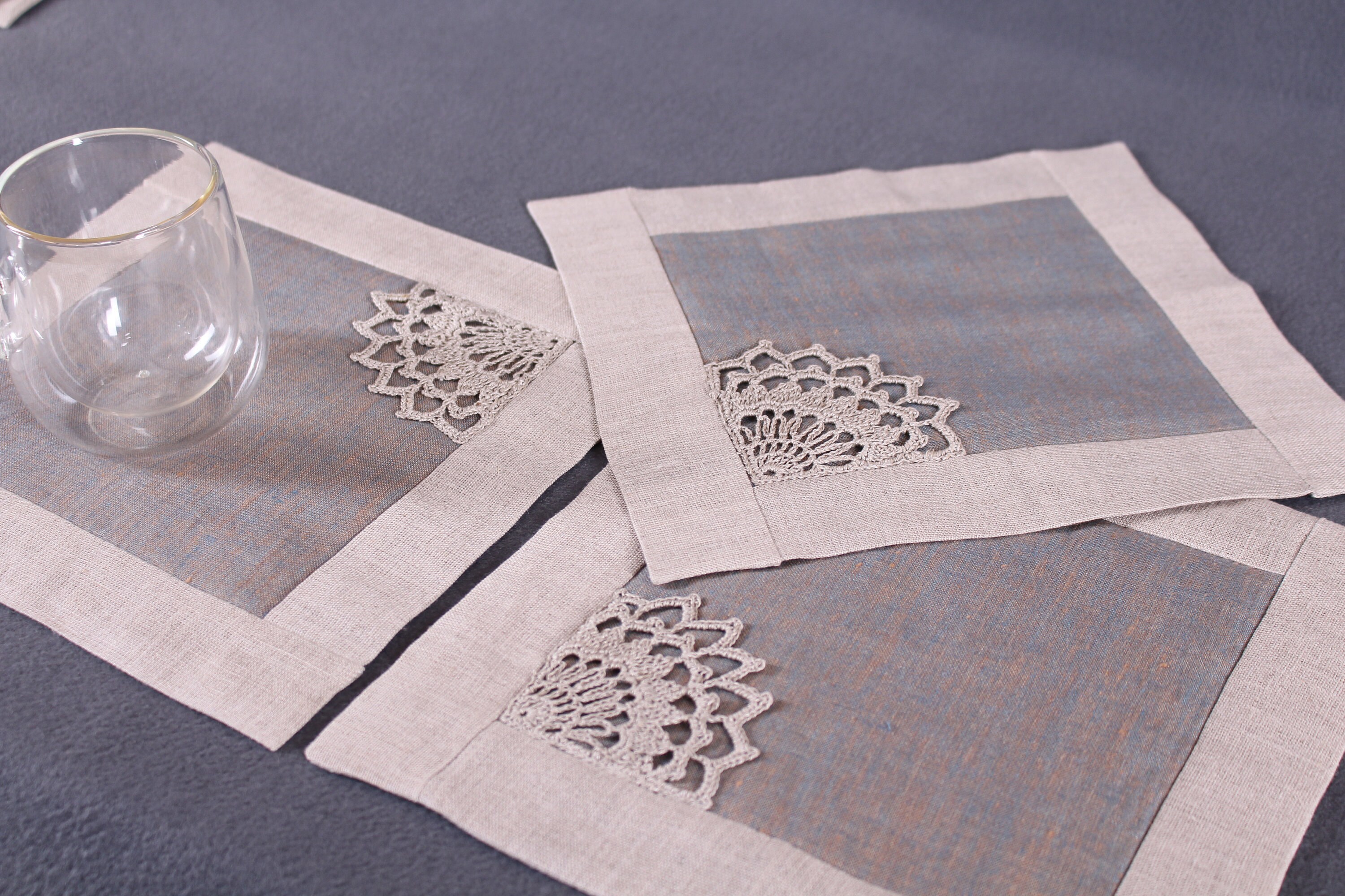 Linen placemats Square placemats Gray pure linen table napkins Etsy