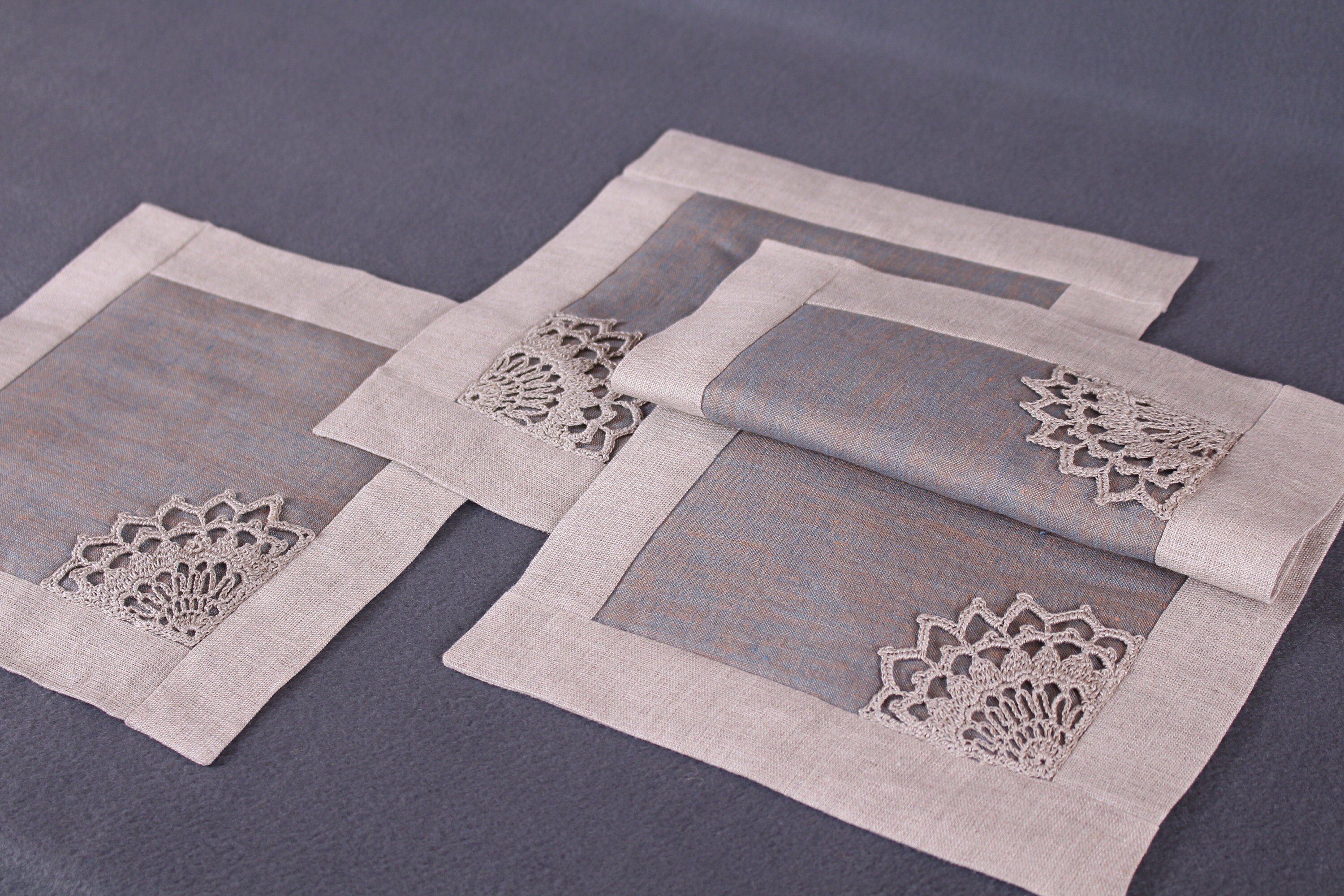 Linen placemats Square placemats Gray pure linen table napkins Etsy