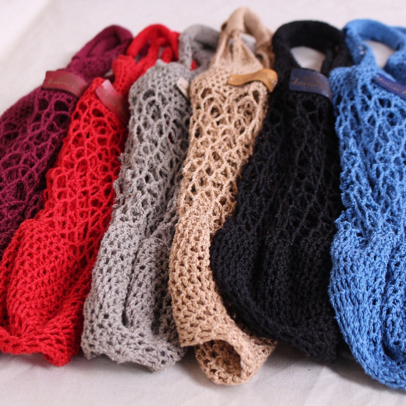 Produce bag Zero waste net bag Colorful grocery bag Crochet fishnet bags Linen shopping bag Crochet mesh bag