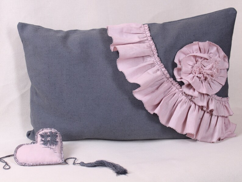 Gray Linen Pillowcase 25x15 Pillow Cover Lilac Throw Pillow Etsy