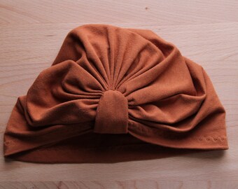Women's turban hat with bow or chemo headbuckle/cover