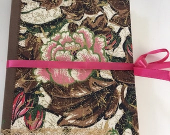 Handmade Vintage Fabric Journal, Mixed Media Paper