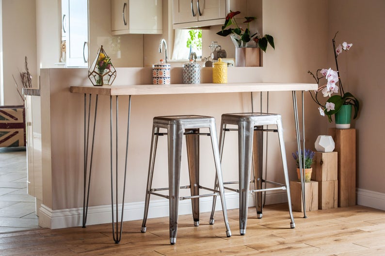 Oak Hairpin Um Breakfast Bar Table Image 0