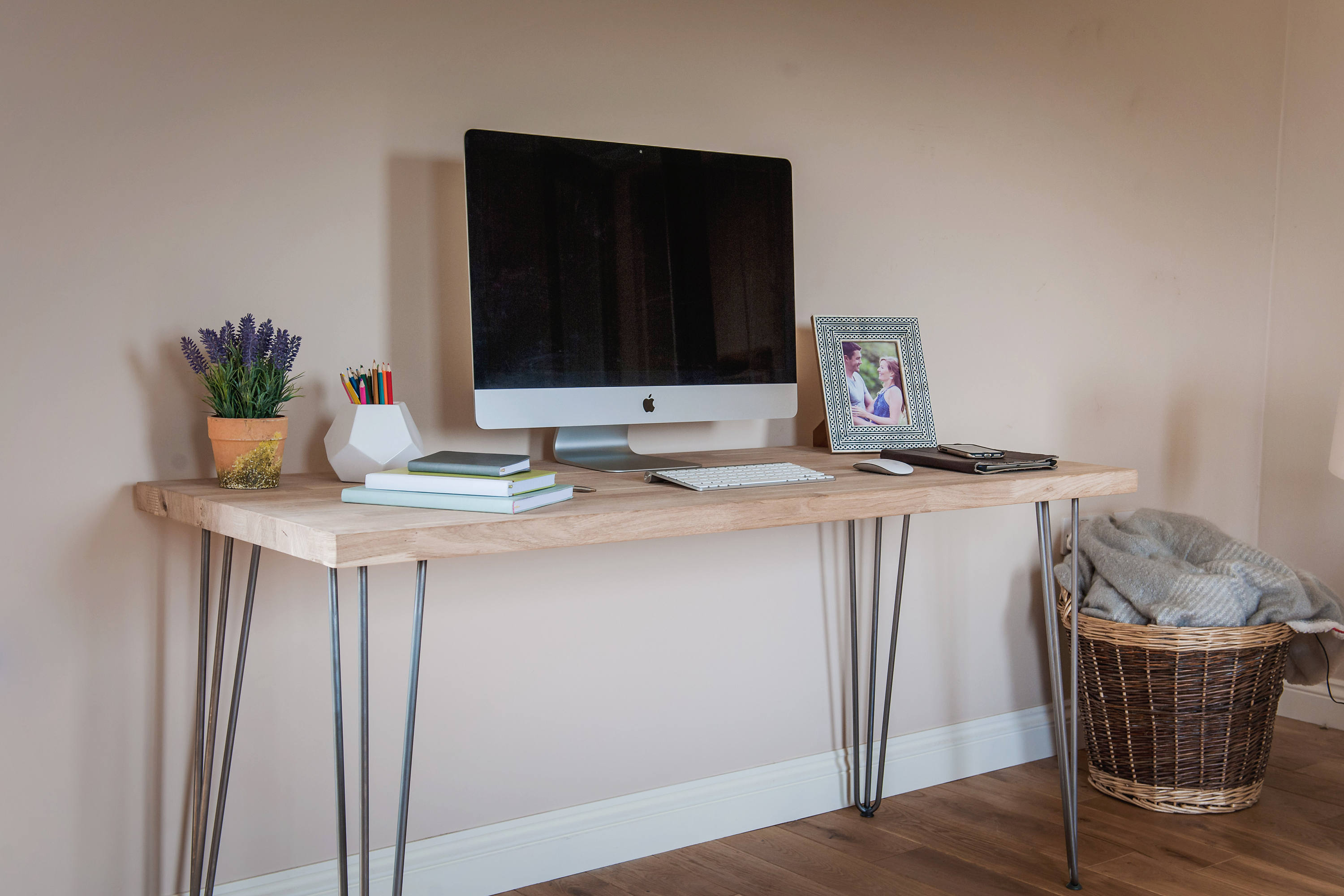 Large Oak Hairpin Desk Etsy