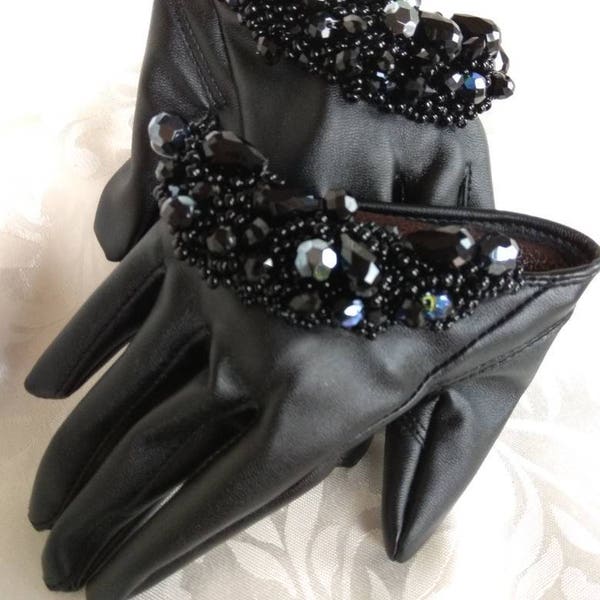 Gants pour femme Gants de conduite Opera en cuir véritable avec applications de perles de cristal Gants en cuir, Gants pour femme en cuir véritable, Gants pour femme