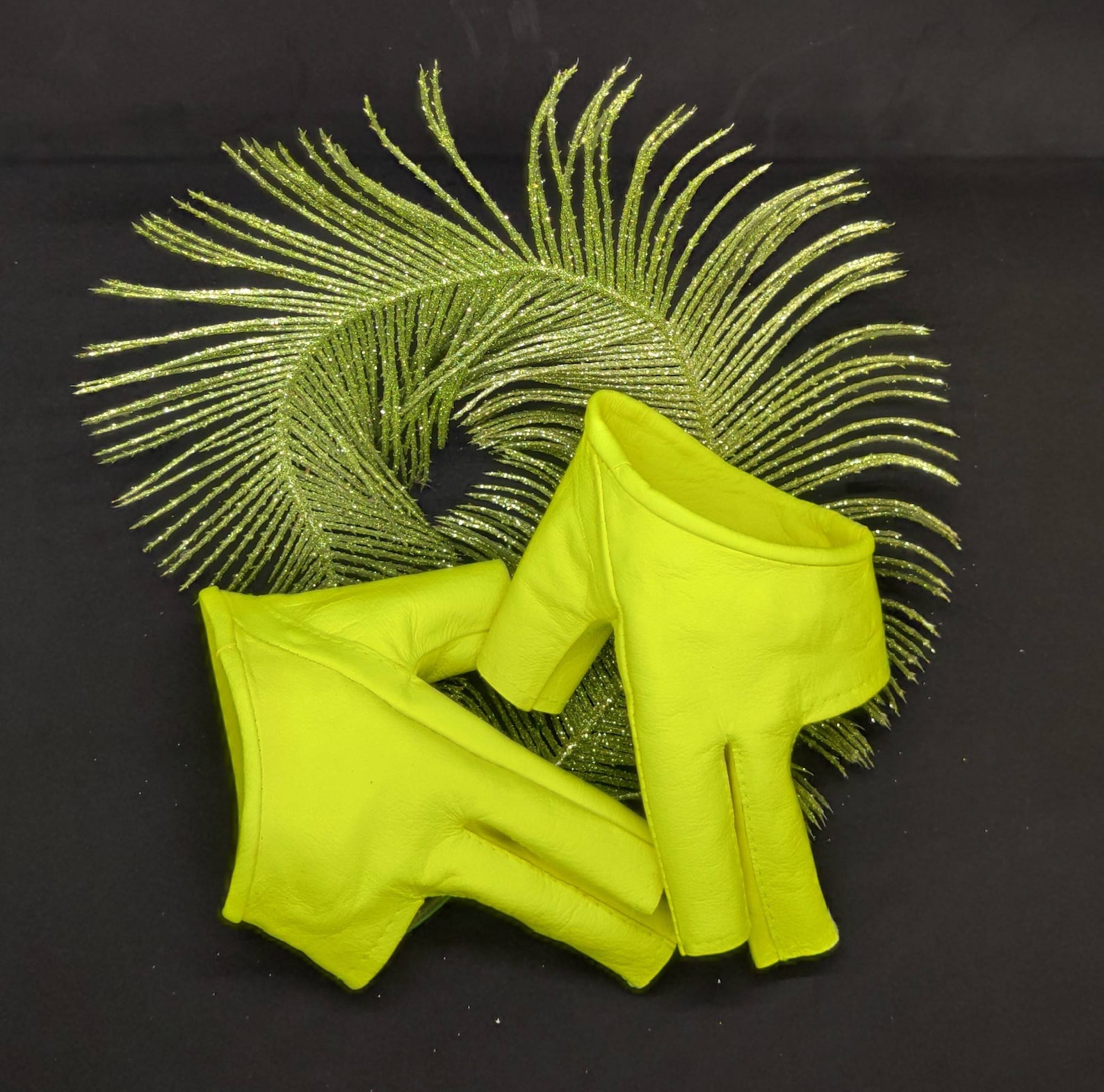 Women's Leather Gloves Fingerless Star Hollow Gloves Party Etsy