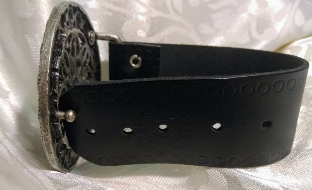 Leather Cuff Bracelet Aliuminium Flower Boho Cuff Indie Chunky - Etsy
