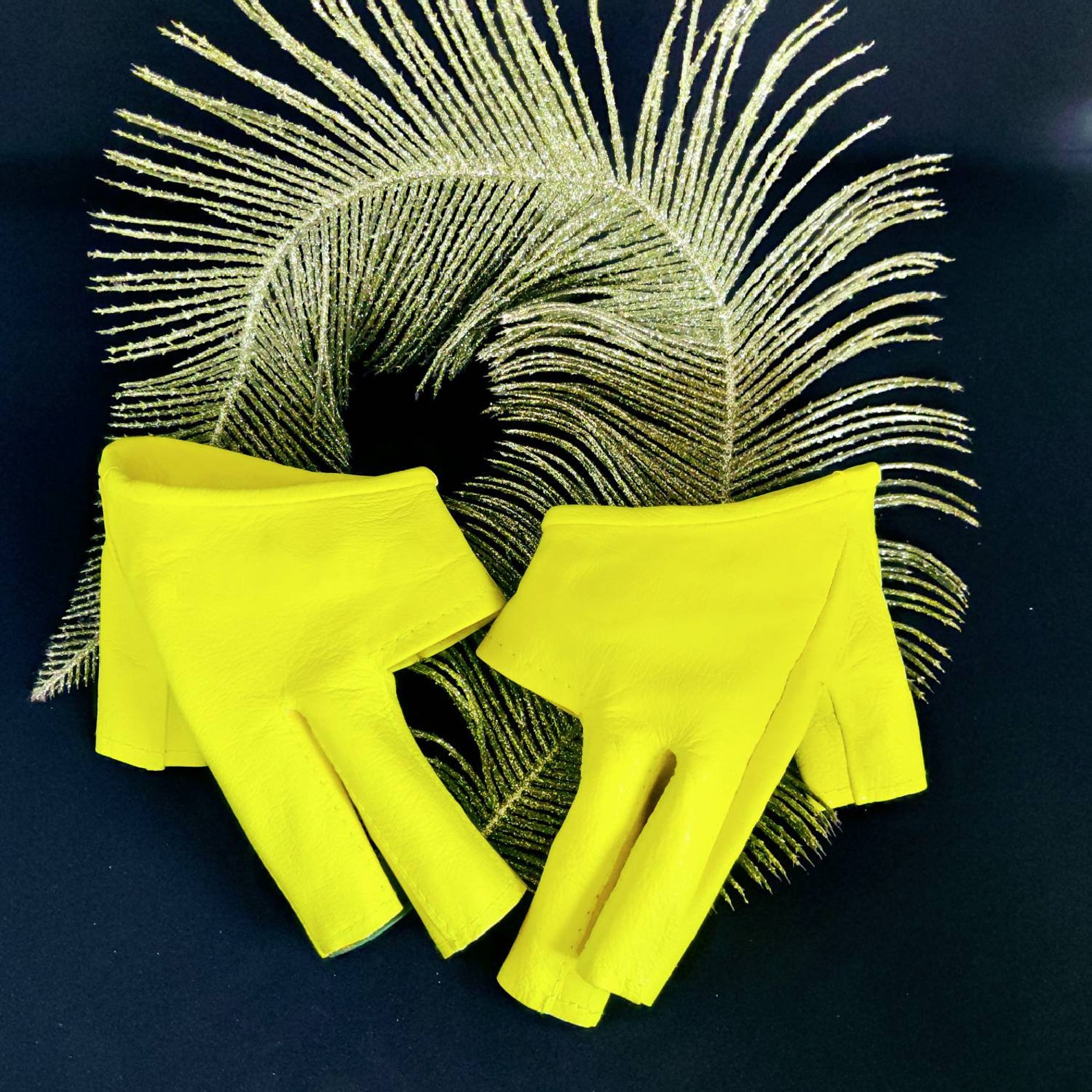 Women's Leather Gloves Fingerless Star Hollow Gloves Party Etsy