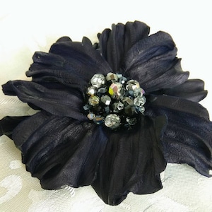 Purple Leather Flower Brooch