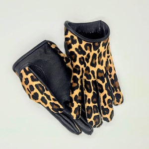 Echt leren handschoenen met luipaardprint: damesmode