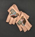Women Coral Sand Motorcycle Punk Dance Gloves Leather Half Finger Fingerless Short Gloves