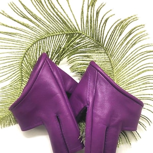 Purples lilac Women&#39;s Leather Gloves Fingerless Star Hollow Gloves Party Show Breathable Half Finger Mittens for Women