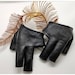 Women's Leather Gloves Fingerless Star Hollow Gloves Party Show Breathable Half Finger Mittens for Women 